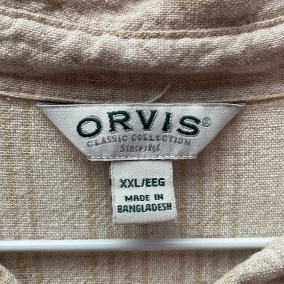 R womens Orvis casual solid tan long sleeve button down plus size shirt XXL - Picture 3 of 6